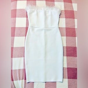 White Cocktail Dress with feathers….
